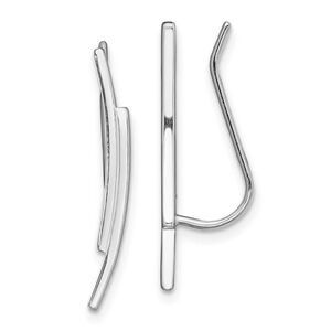 2 x 22mm Rhodium-Plated Sterling Silver Double Bar Ear Climbers